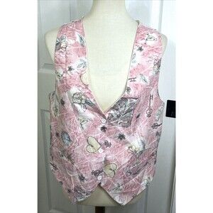 Vintage Sostanza Women's Vest  Pink White Size Medium / Large